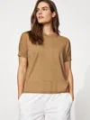 Eileen Fisher Organic Linen Cotton Crew Neck Top In Brown