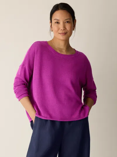 Eileen Fisher Organic Linen Cotton Crew Neck Top In Purple