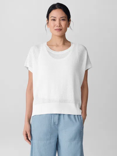 Eileen Fisher Organic Linen Cotton Crew Neck Top In White