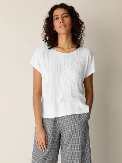 Eileen Fisher Organic Linen Cotton Crew Neck Top In White