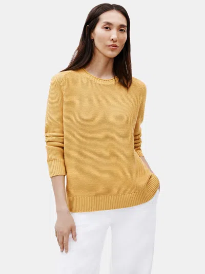 Eileen Fisher Organic Linen Cotton Crew Neck Top In Gold