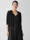 Eileen Fisher Organic Linen Cotton Cropped Cardigan In Black