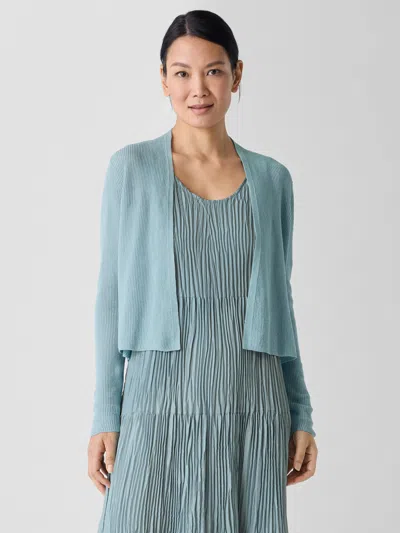 Eileen Fisher Organic Linen Cotton Cropped Cardigan In Blue