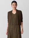 Eileen Fisher Organic Linen Cotton Cropped Cardigan In Brown