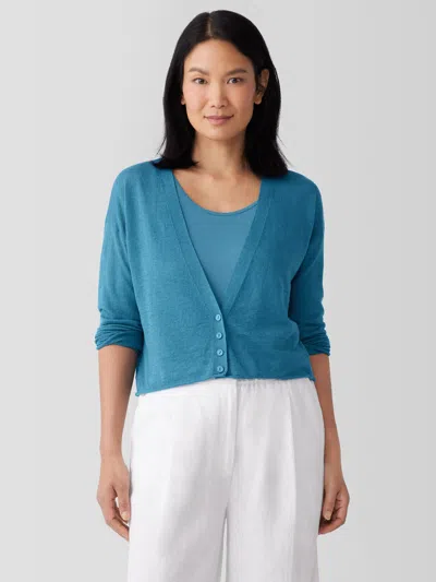 Eileen Fisher Organic Linen Cotton Cropped Cardigan In Cascade