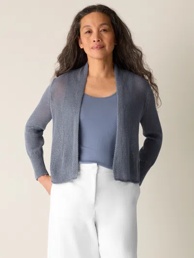 Eileen Fisher Organic Linen Cotton Cropped Cardigan In Flint