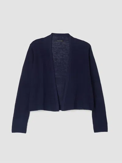 Eileen Fisher Organic Linen Cotton Cropped Cardigan In Black