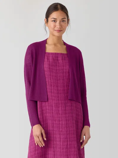Eileen Fisher Organic Linen Cotton Cropped Cardigan In Sangria