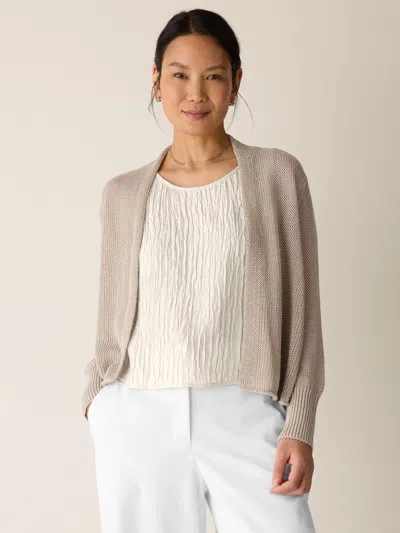 Eileen Fisher Organic Linen Cotton Cropped Cardigan In Undyed Natural