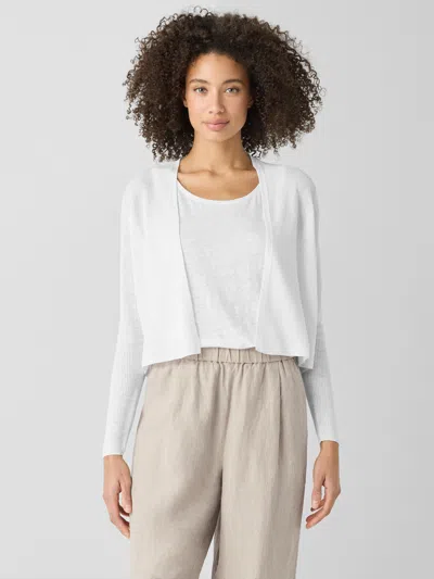 Eileen Fisher Organic Linen Cotton Cropped Cardigan In White