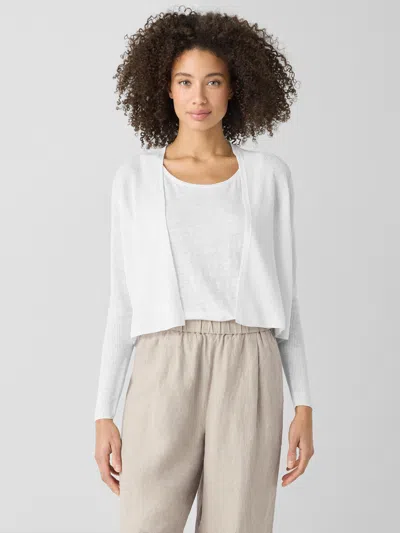 Eileen Fisher Organic Linen Cotton Cropped Cardigan In White