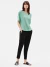 Eileen Fisher Organic Linen Cotton Elbow-sleeve Top In Blue