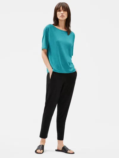 Eileen Fisher Organic Linen Cotton Elbow-sleeve Top In Brown