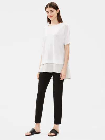 Eileen Fisher Organic Linen Cotton Elbow-sleeve Top In White