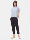 Eileen Fisher Organic Linen Cotton Funnel Neck Top In Blue