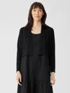 Eileen Fisher Organic Linen Cotton Jersey Cropped Cardigan In Black
