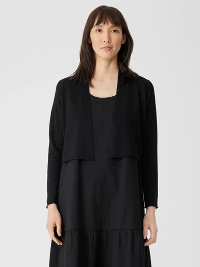 Eileen Fisher Organic Linen Cotton Jersey Cropped Cardigan In Black