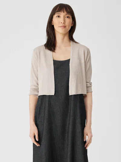 Eileen Fisher Organic Linen Cotton Jersey Cropped Cardigan In Brown