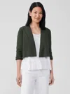 Eileen Fisher Organic Linen Cotton Jersey Cropped Cardigan In Green