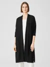 Eileen Fisher Organic Linen Cotton Jersey Long Cardigan In Black