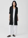 Eileen Fisher Organic Linen Cotton Jersey Long Cardigan In Black