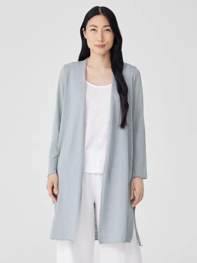 Eileen Fisher Organic Linen Cotton Jersey Long Cardigan In Gray