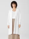 Eileen Fisher Organic Linen Cotton Jersey Long Cardigan In White