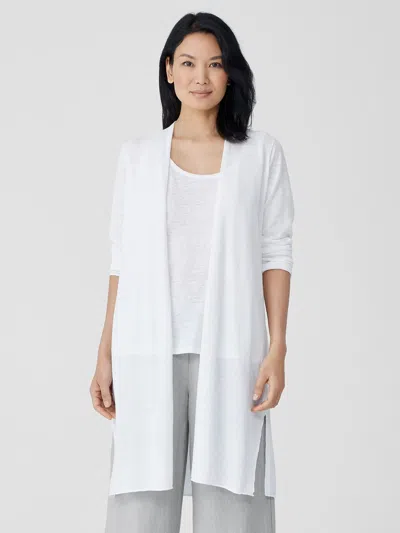 Eileen Fisher Organic Linen Cotton Jersey Long Cardigan In White