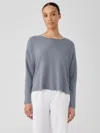 Eileen Fisher Organic Linen Cotton Jewel Neck Box-top In Gray