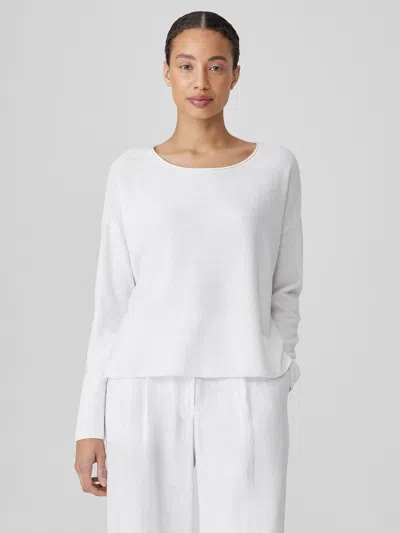 Eileen Fisher Organic Linen Cotton Jewel Neck Box-top In White
