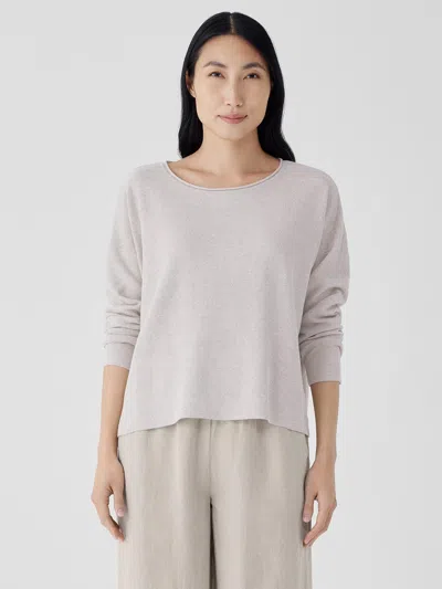 Eileen Fisher Organic Linen Cotton Jewel Neck Box-top In Neutral