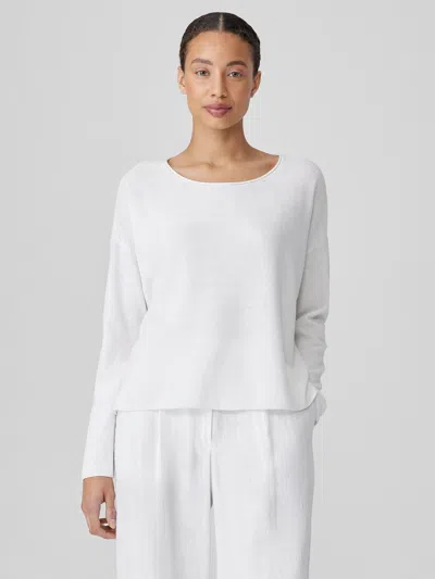 Eileen Fisher Organic Linen Cotton Jewel Neck Box-top In White