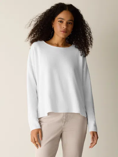 Eileen Fisher Organic Linen Cotton Jewel Neck Box-top In White