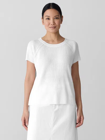 Eileen Fisher Organic Linen Cotton Jewel Neck Top In White