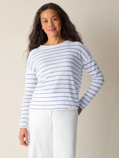 Eileen Fisher Organic Linen Cotton Jewel Neck Top In Multi