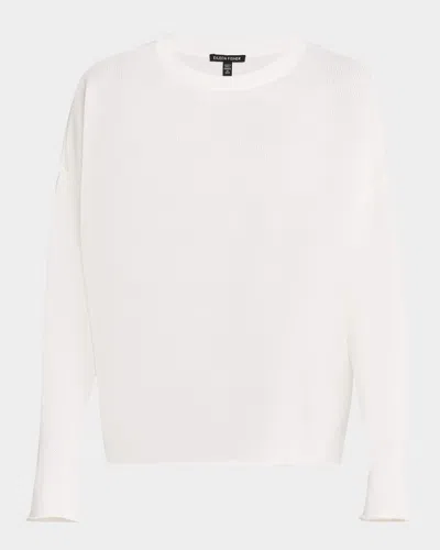 Eileen Fisher Organic Linen-cotton Knit Sweater In White