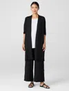 Eileen Fisher Organic Linen Cotton Long Cardigan In Black