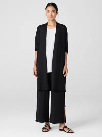 Eileen Fisher Organic Linen Cotton Long Cardigan In Black