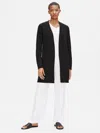 Eileen Fisher Organic Linen Cotton Long Cardigan In Black