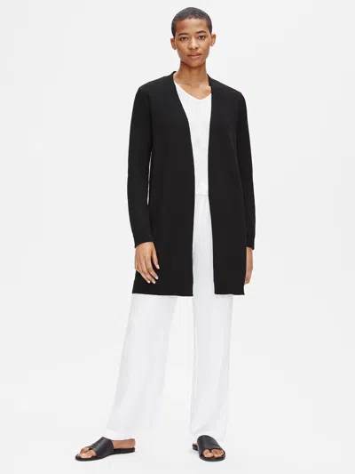 Eileen Fisher Organic Linen Cotton Long Cardigan In Black
