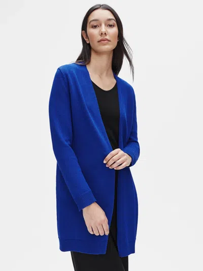 Eileen Fisher Organic Linen Cotton Long Cardigan In Blue