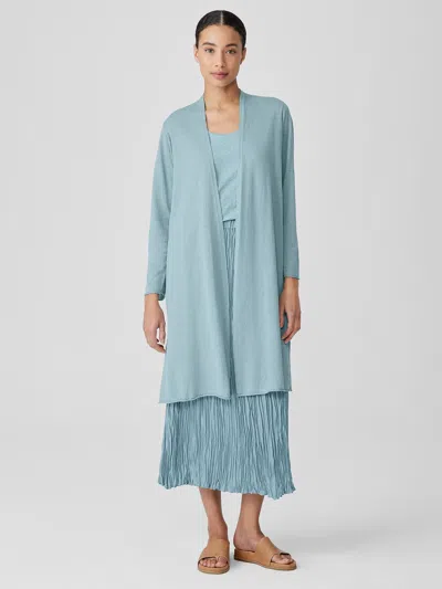 Eileen Fisher Organic Linen Cotton Long Cardigan In Seafoam