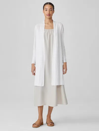 Eileen Fisher Organic Linen Cotton Long Cardigan In White