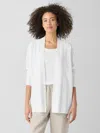 Eileen Fisher Organic Linen Blend Open Front Cardigan In White