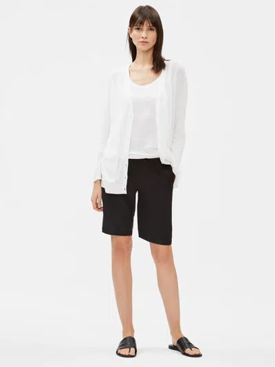 Eileen Fisher Organic Linen Cotton Long Cardigan In White