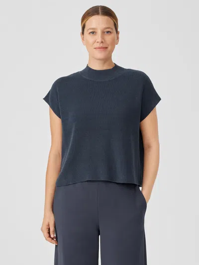 EILEEN FISHER ORGANIC LINEN COTTON MOCK NECK TOP