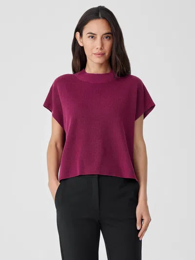 Eileen Fisher Organic Linen Cotton Mock Neck Top In Pink