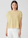 Eileen Fisher Organic Linen Cotton Mock Neck Top In Yellow