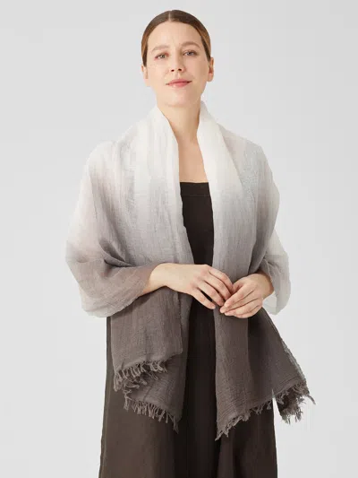 Eileen Fisher Organic Linen Cotton Ombre Scarf In Brown