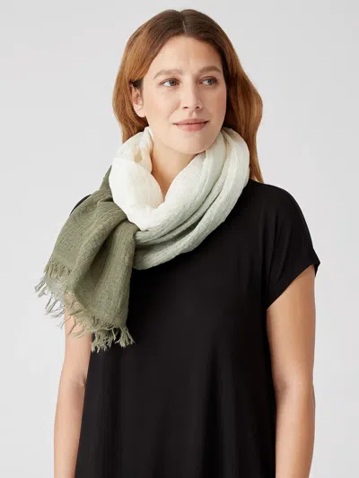 Eileen Fisher Organic Linen Cotton Ombre Scarf In Green